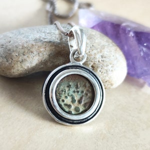 Bible Gift for Men, Widow&#39;s Mite Silver Pendant, Christian Faith Necklace, Vintage Necklace, Widow Mite Jewelry, Ancient Jesus Coin Pendant