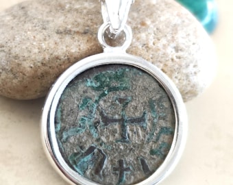 Ancient Latin Cross Crusader Coin Necklace, Armenian Knights Christian Silver Medallion