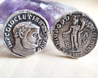 Roman Emperor Diocletian Coin Cufflinks, Sterling Silver