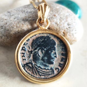 Gecertificeerde antieke Romeinse muntketting, vergulde medaillon christelijke keizer Constantijn I