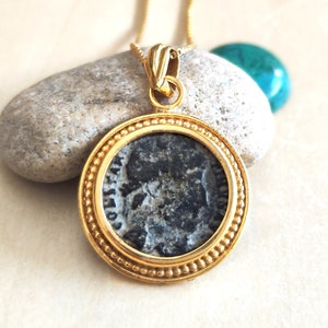 Authentic Certified Roman coin necklace, Antique Constantine the Great medallion, Emperor pendant, Vintage coin jewelry, unisex gift idea