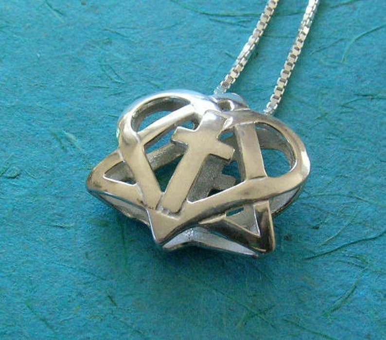 Cross Heart Necklace Messianic Pendant Star of David With Etsy UK