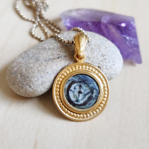 Gold Widow's Mite Pendant Ancient Coin 