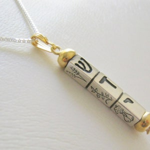 Collier mezouza en argent sterling et or 24 carats : bijoux juifs cinétiques