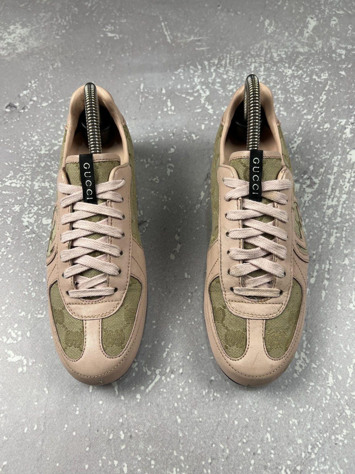 Vintage Gucci Pink Leather Canvas GG Monogram Sneakers Womens 36, foto 3 di 5