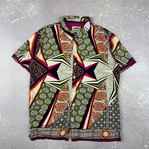Joe Browns Crazy Hawaiian Funky Geometri Abstract Viscose Summer Shirt Men Large