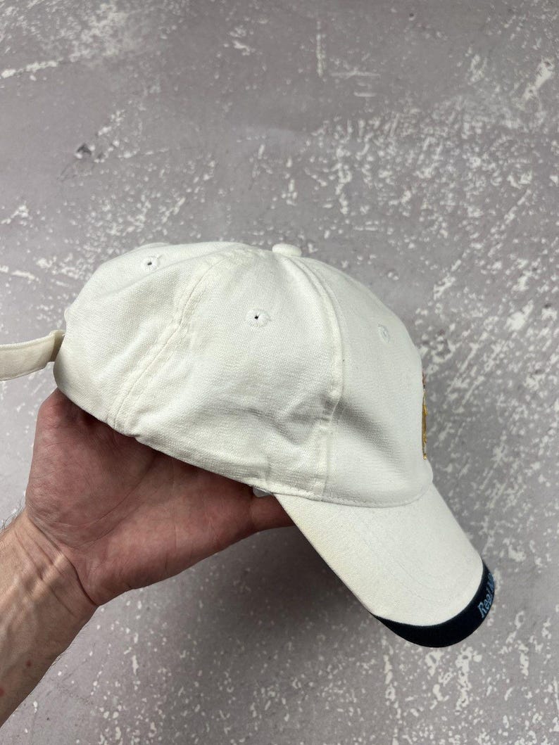 RARE 2004 Vintage Y2K Real Madrid Adidas Cap Hat BLOKE One Size White image 4
