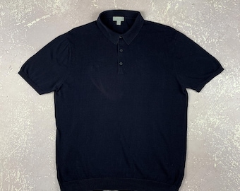 COS Polo De Manga Corta De Punto De Algodón Para Hombre L Azul Marino
