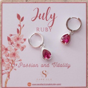 Red Crystal Earrings, Ruby Earrings Dangle, Drop Earrings, July Birthstone Jewelry, Ruby Jewelry,Genuine Ruby Earrings, Ruby Earrings Silver