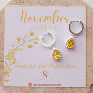 November Citrine Earrings, November Birthstone Earrings, Gold Earrings, Drop Stone Earrings,Unique Christmas gifts for her or mom, grandma