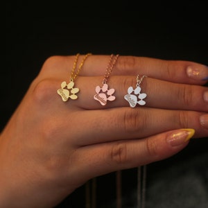 Personalized Sterling Silver Cat/Dog Paw Necklace - Pet Name Jewelry