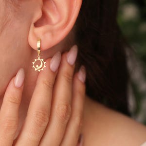 Sun,Moon and Star Earrings,Special Celestial Jewelry,Minimal Earrings,Astrology Earrings,Moon and Star Dangle Earrings,Unique Christmas Gift