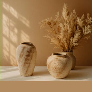 Textured Ceramic Pottery Vase: Wabi Sabi Boho Home Decor