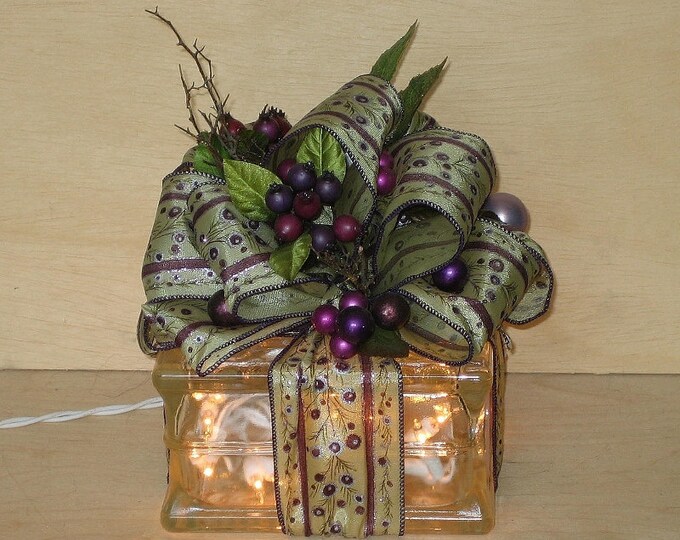 Christmas Glass Block Centerpiece Etsy