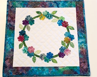 Colorful Batik Floral Table Topper/Wall Hanging