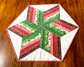 Christmas Table Topper 6 Sided Red and Green