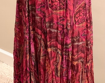 Vintage Coldwater Creek Red Print Broomstick Skirt, Size S (6-8)