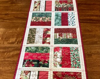 Christmas Quilted and Embroidered Table Runner