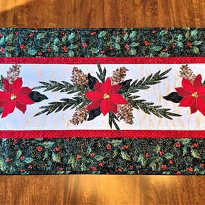 Winter Poinsettia Quilted Table Runner NCU0NTV317