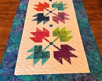 Quilted Leaf Batik Table Runner