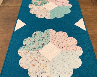 Teal Floral Table Runner
