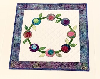 Colorful Batik Floral Table Topper/Wall Hanging