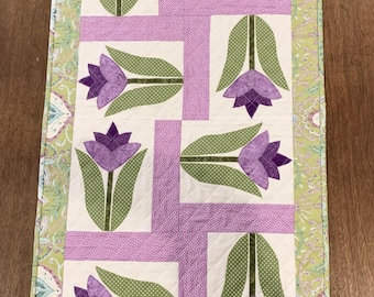 Purple Tulip Quilted Table Runner