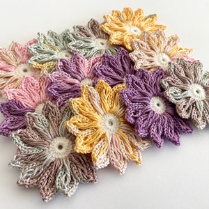 Daisy Crochet Flower Set of 12 Crochet Flower Applique, Scrapbooking, Trim & Embellishment, Crochet Applique Flowers image 4