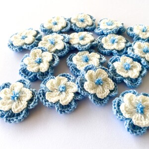 Crochet Flower Set of 16 Flowers Flower Applique, Scrapbooking, Trim, Embellishment, Motif and Patches Set image 3