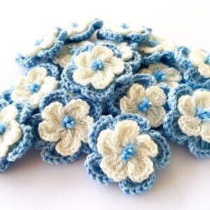 Crochet Flower Set of 16 Flowers Flower Applique, Scrapbooking, Trim, Embellishment, Motif and Patches Set image 7