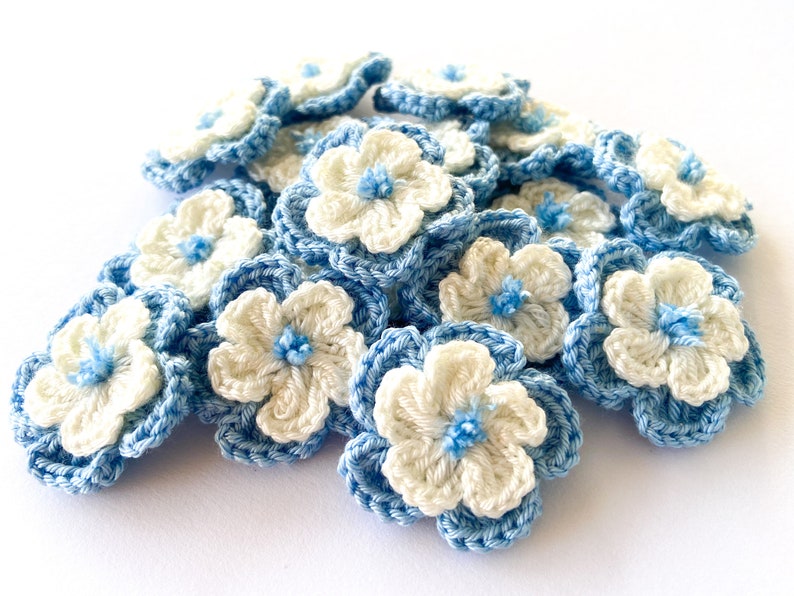 Crochet Flower Set of 16 Flowers Flower Applique, Scrapbooking, Trim, Embellishment, Motif and Patches Set image 7
