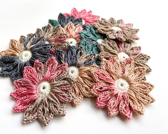 Daisy Crochet Flower Set von 12 - Häkelblume Applikationen, Scrapbooking, Trim & Verschönerung, Häkelapplikation Blumen