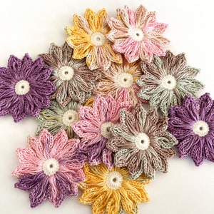 Daisy Crochet Flower Set of 12 Crochet Flower Applique, Scrapbooking, Trim & Embellishment, Crochet Applique Flowers image 8