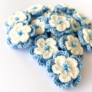 Crochet Flower Set of 16 Flowers Flower Applique, Scrapbooking, Trim, Embellishment, Motif and Patches Set image 5