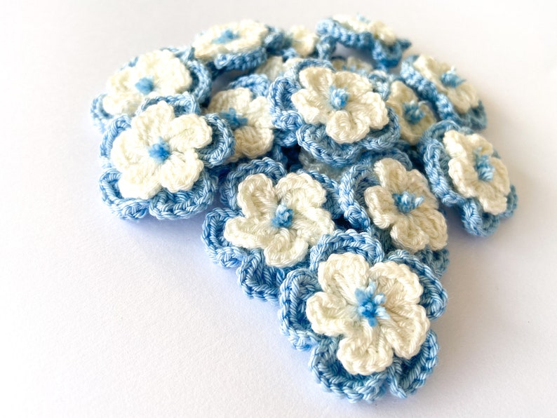 Crochet Flower Set of 16 Flowers Flower Applique, Scrapbooking, Trim, Embellishment, Motif and Patches Set image 5