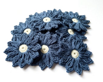 Handgemachte gehäkelte Daisy Applikation Blumen - 12er-Set, 6,5 cm Verzierungen