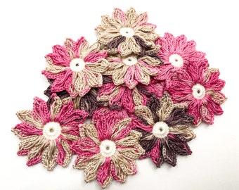Daisy Crochet Flower Set of 12 - Crochet Flower Applique, Scrapbooking, Trim & Embellishment, Crochet Applique Flowers