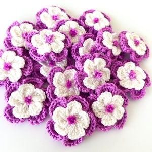 Crochet Flower Set of 16  Flowers  -- Flower Applique, Scrapbooking, Trim, Embellishment, Motif and Patches Set