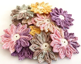 Daisy Crochet Flower Set of 12 - Crochet Flower Applique, Scrapbooking, Trim & Embellishment, Crochet Applique Flowers