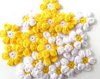 Crochet Flower Applique set of 24  - Flower Applique, Scrapbooking, Trim, Embellishment, Motif and Patches Set