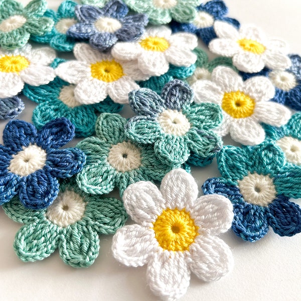 Crochet Flowers Applique Etsy