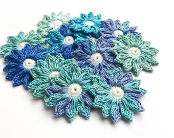 Daisy Crochet Flower Applikationen - Set von 12 - Scrapbooking Verzierungen