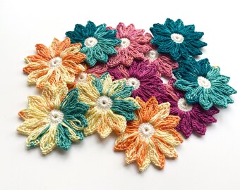 Gänseblümchen Häkelblumen Applikation Set: 6,5 cm Scrapbooking Verzierungen