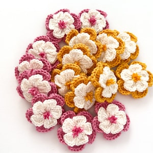 Conjunto de flores de ganchillo de 16 flores: apliques de flores, álbumes de recortes, adornos, adornos, motivos y parches
