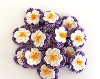 Crochet Flower Set mit 16 Blumen - Blumenapplikation, Scrapbooking, Trim, Verschönerung, Motiv und Aufnäher im Set