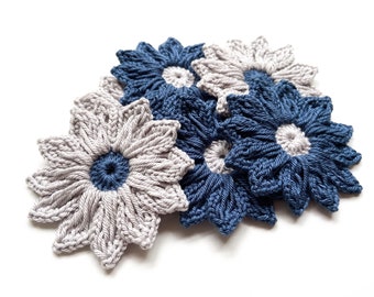 Daisy Crochet Flower Set von 12 - Häkelblume Applikation, Scrapbooking, Spitzen, Verzierung, Häkelapplikation Blumen; Motiv & Aufnäher