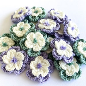 Crochet Flower Set of 16  Flowers  -- Flower Applique, Scrapbooking, Trim, Embellishment, Motif and Patches Set