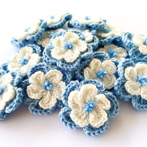 Crochet Flower Set of 16  Flowers  -- Flower Applique, Scrapbooking, Trim, Embellishment, Motif and Patches Set