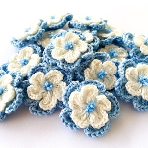 Crochet Flower Set of 16 Flowers Flower Applique, Scrapbooking, Trim, Embellishment, Motif and Patches Set image 1