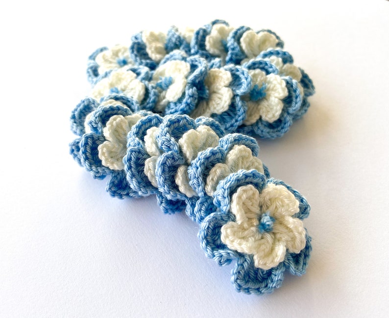 Crochet Flower Set of 16 Flowers Flower Applique, Scrapbooking, Trim, Embellishment, Motif and Patches Set image 4